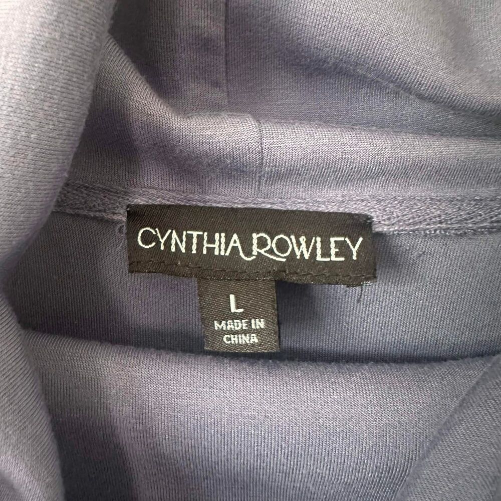 Cynthia Rowley Cowl Neck Lace-Up Knit Dress Slate Blue Large Loungewear Cozy - Picture 4 of 8